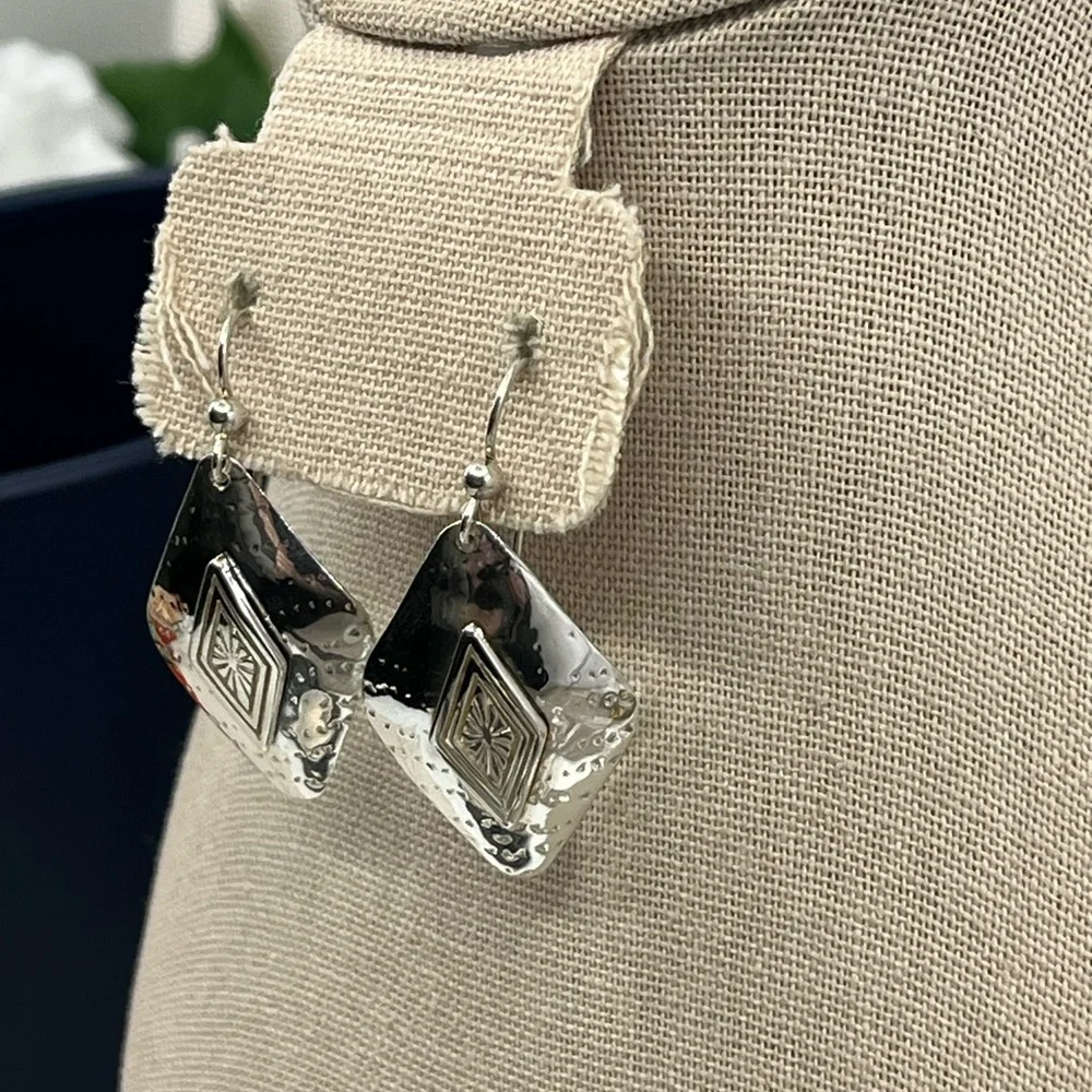 Handmade Vintage Sterling Silver Earrings | 90s Artisan Design - Picture 7 of 16